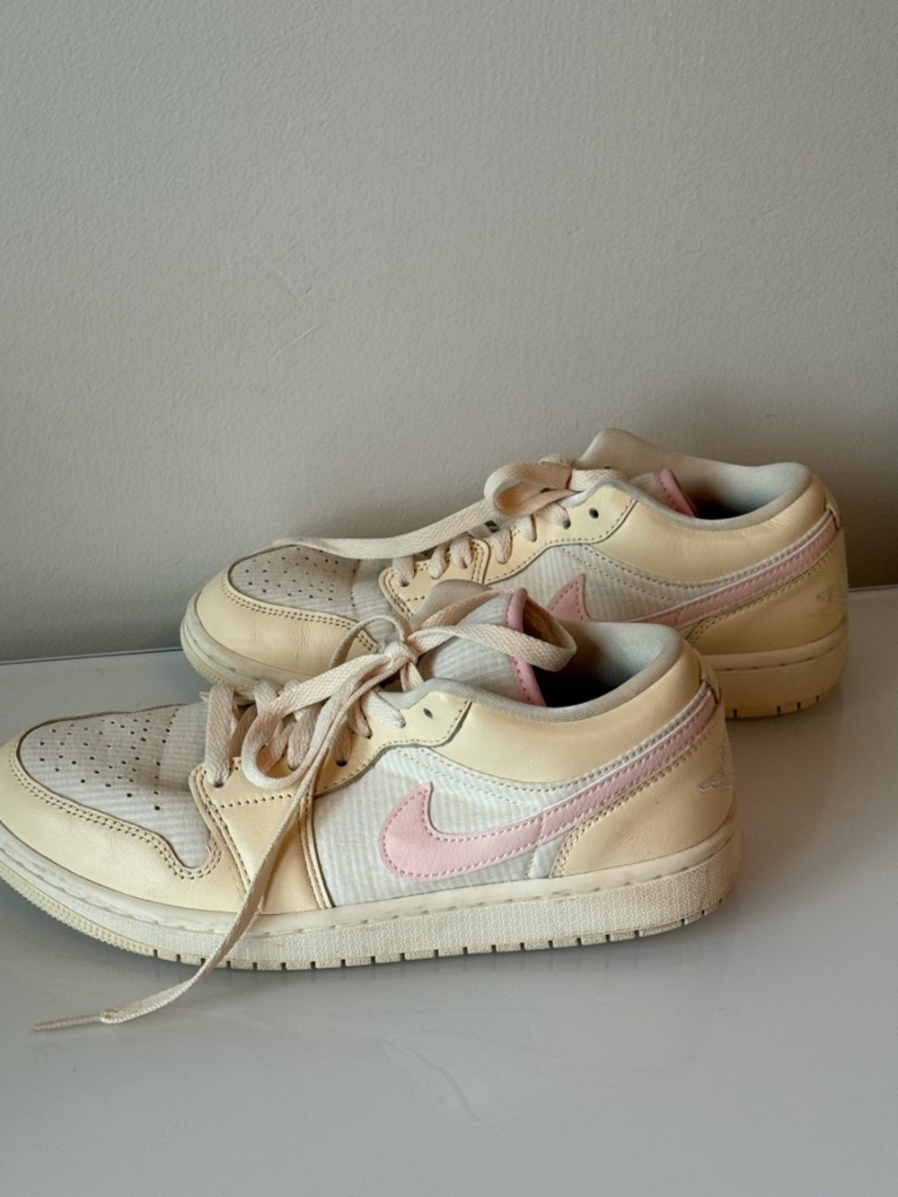 Nike air Jordan Cream and Pink Low Top Sneaker